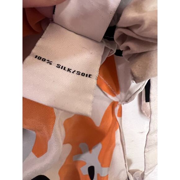 dvf diane von furstenburg silk top size 6 orange flowers beige - Picture 5 of 7